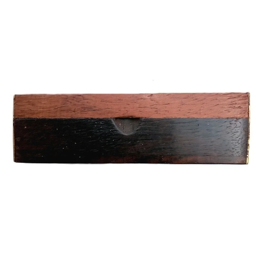 Mini Rosewood Trinket Pill Stash Box Brass Inlay Hand Crafted Vintage India 70s